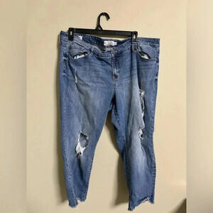 Torrid Boyfriend Crop Jeans Distressed Women's Plus Size 26 Blue Denim Medium
